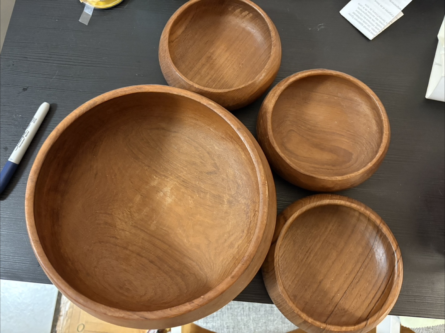 1 Large 3 Small Wooden Bowls - photo 2