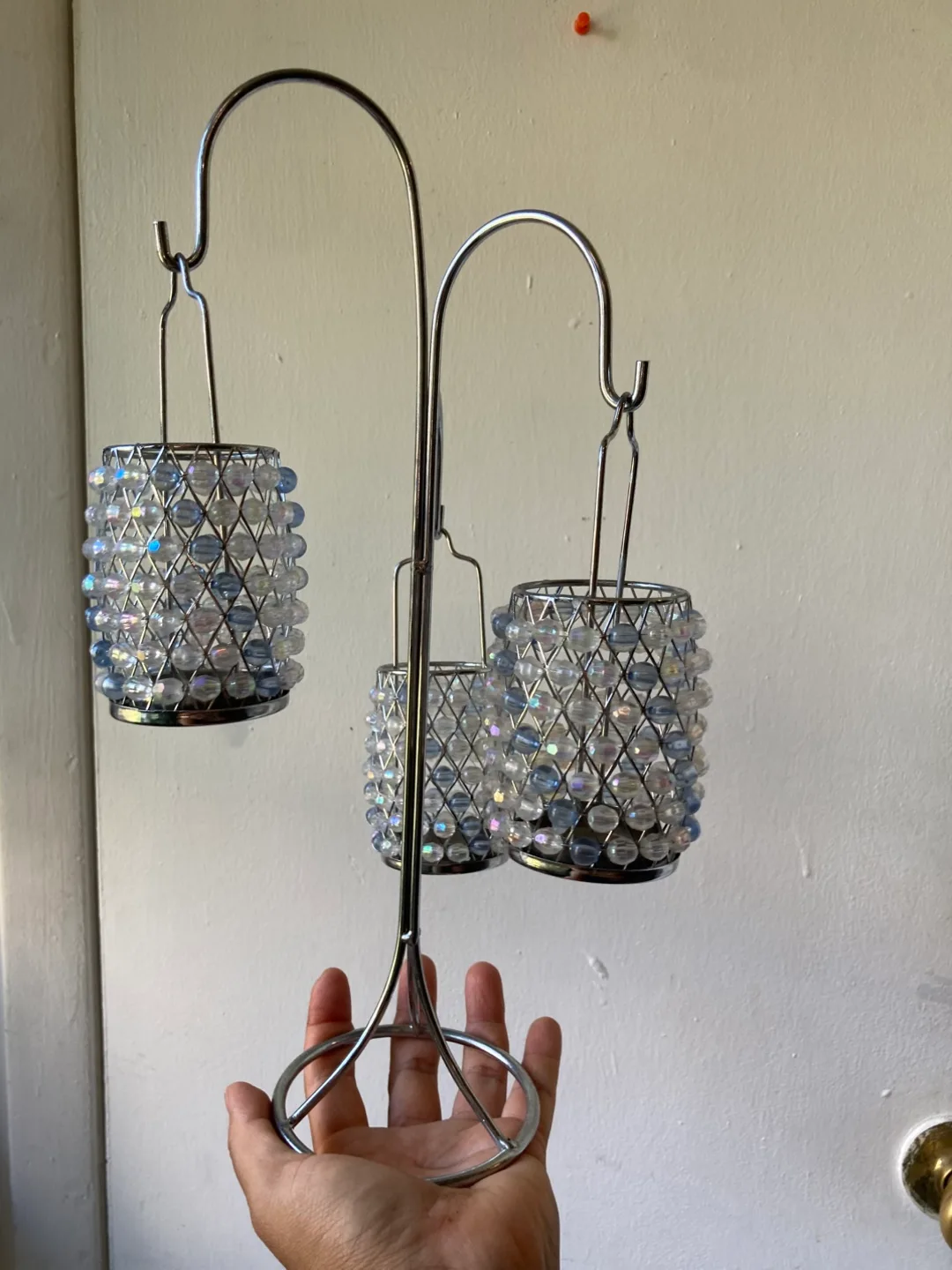Candle Holder with Hanging Beaded Cups thumbnail