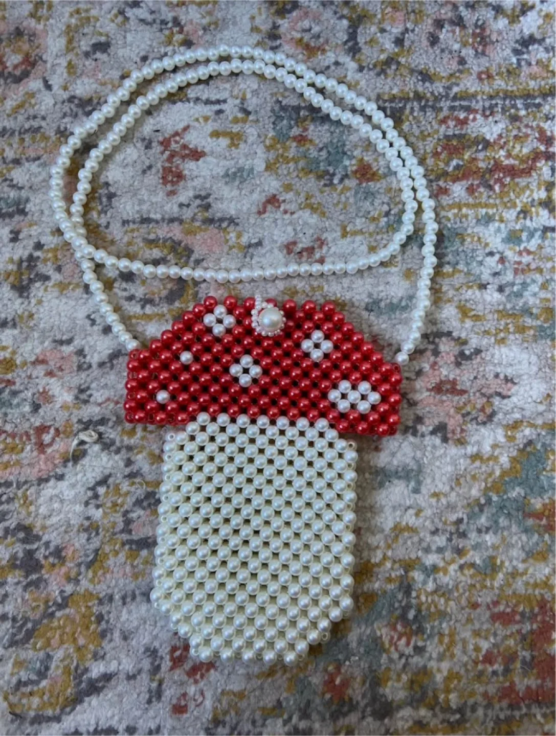 Mushroom Beaded Pearl Purse thumbnail