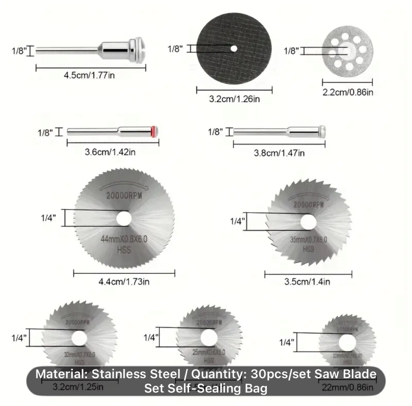 30pcs/set High-Speed Steel Cutting Wheel Set