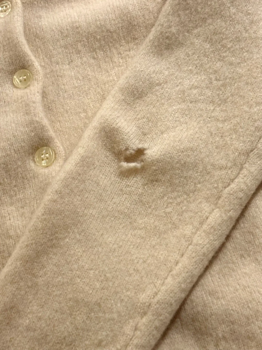 J.Crew 100% Lambs Wool Pale Yellow Cardigan image indicator(3)