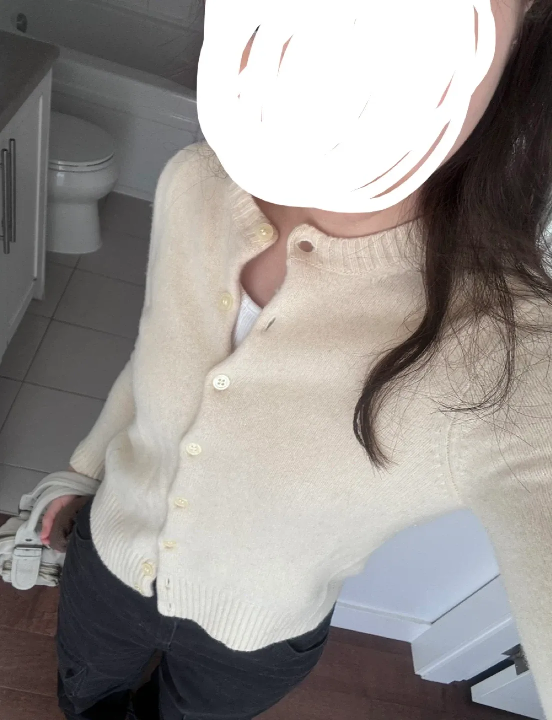 J.Crew 100% Lambs Wool Pale Yellow Cardigan image indicator(4)