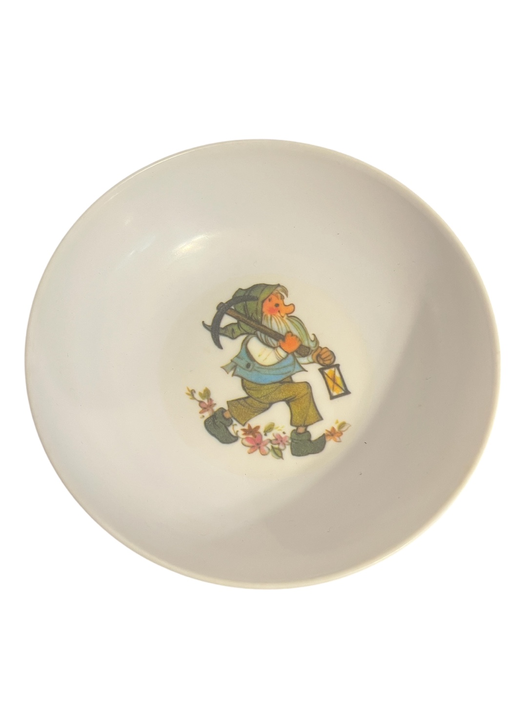 Vintage 1970s Melamine Bowl – Gnome with Lantern Design