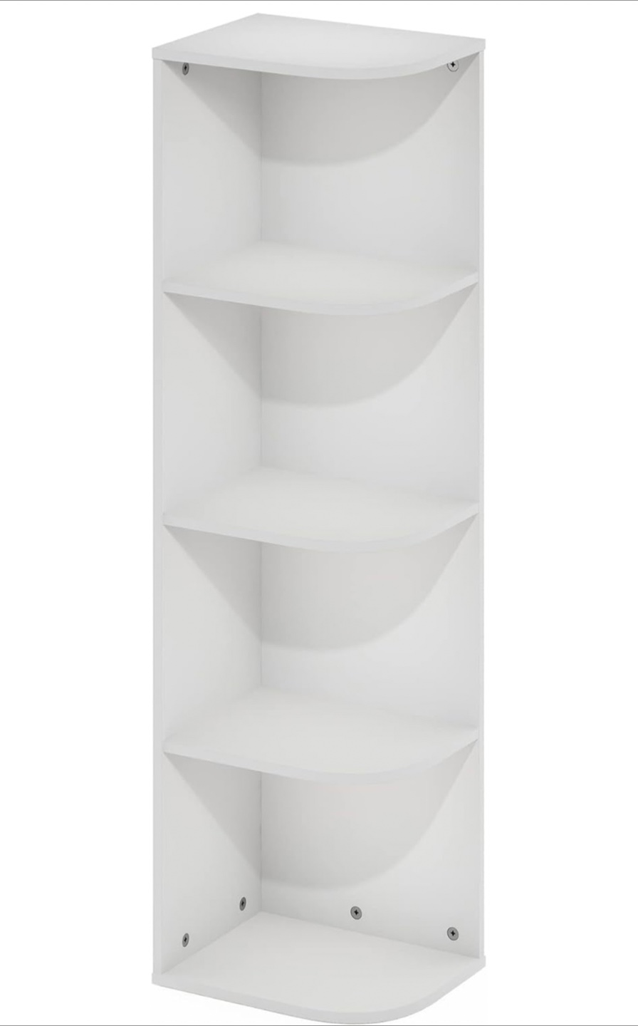 White Corner Shelf, 4-Tier