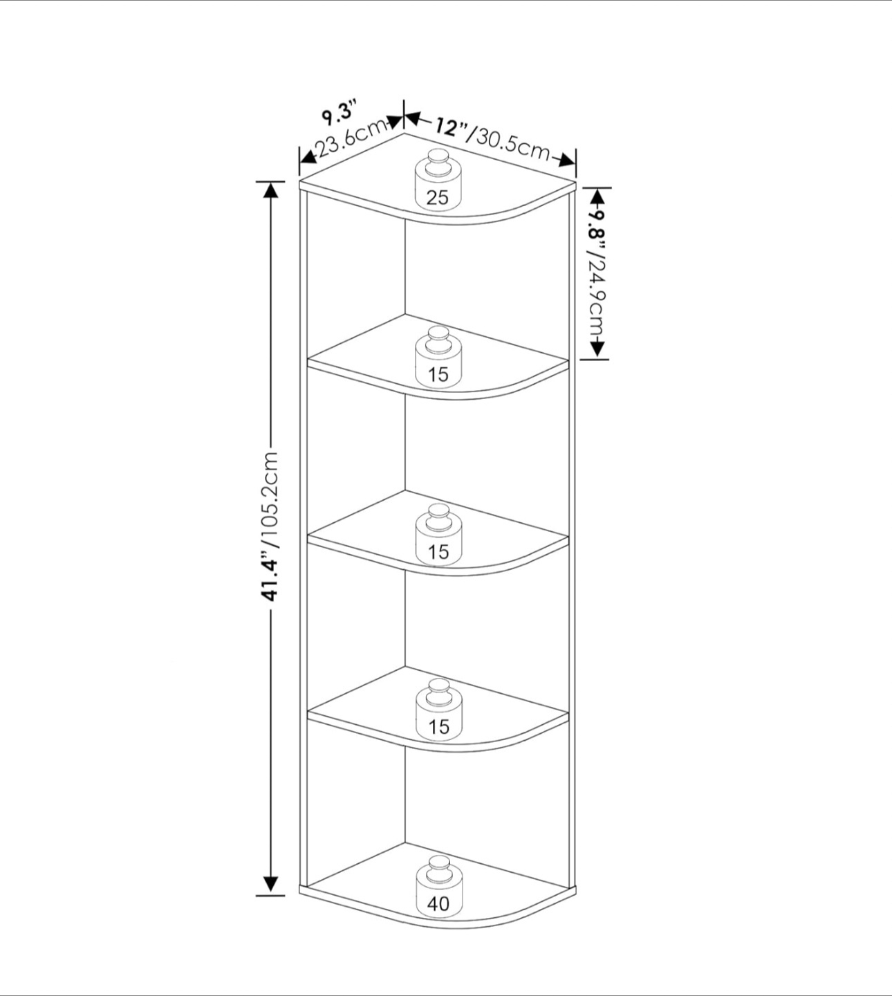White Corner Shelf, 4-Tier - photo 2