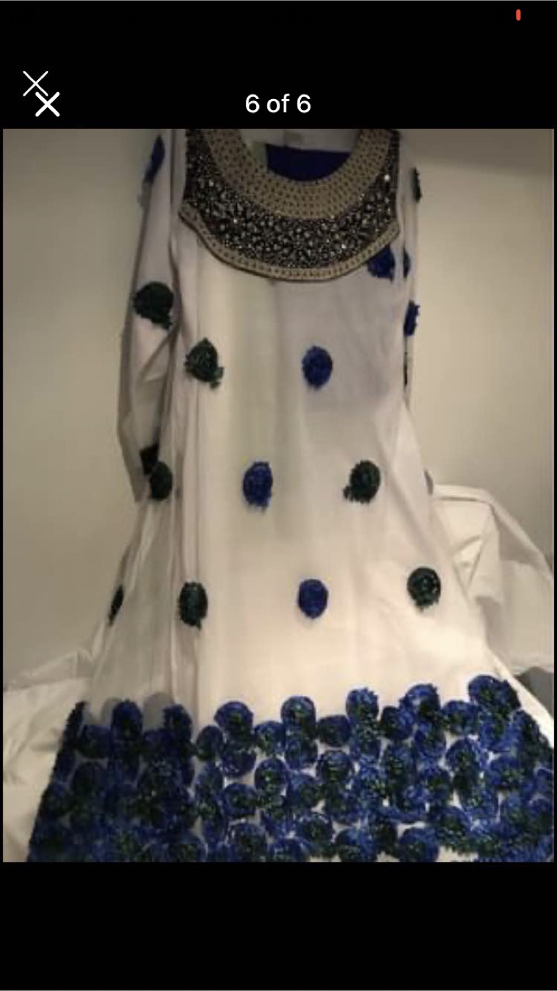 White & Blue Embellished Dress  brand new size medium
