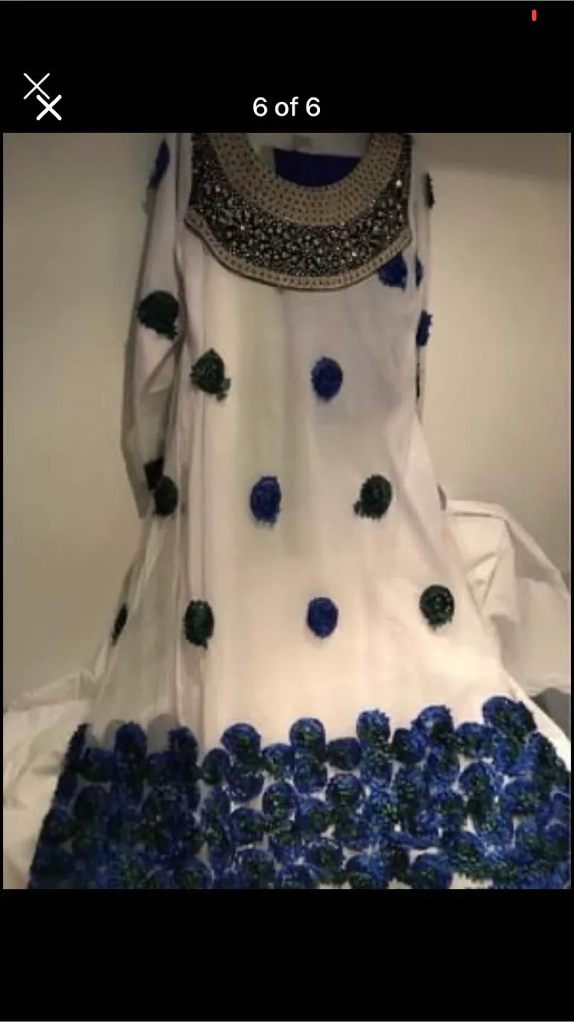 White & Blue Embellished Dress  brand new size medium