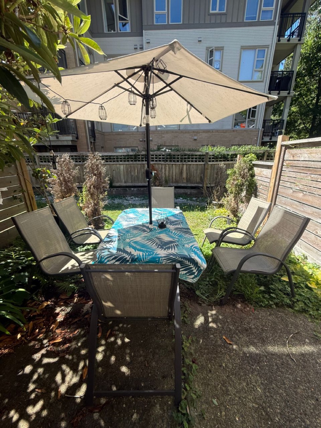 Patio Table Set with Umbrella and Chairs
