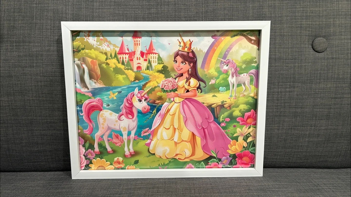 Princess & Unicorn Framed Canvas Art thumbnail