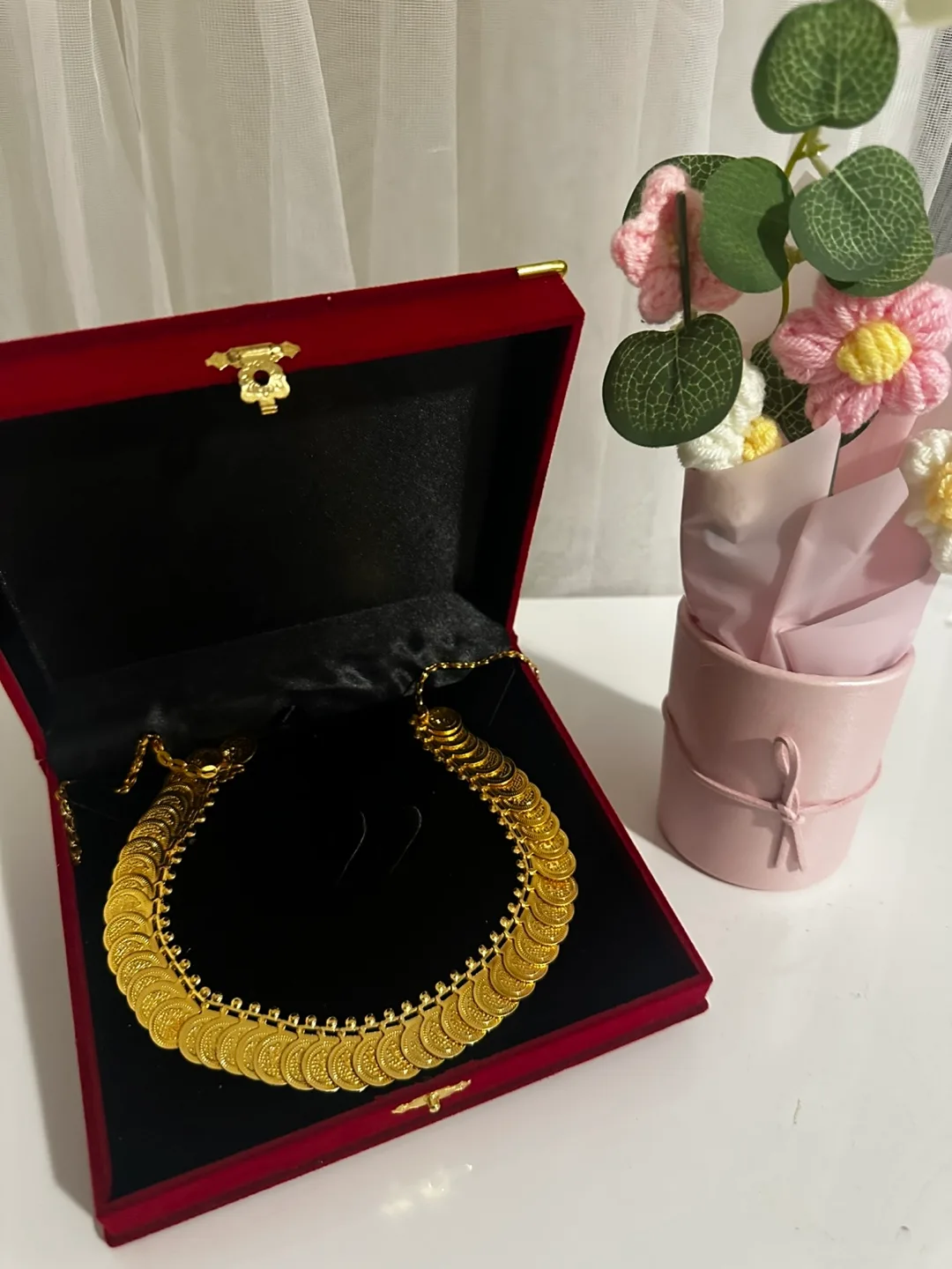 Gold Coin Necklace  24k plated thumbnail