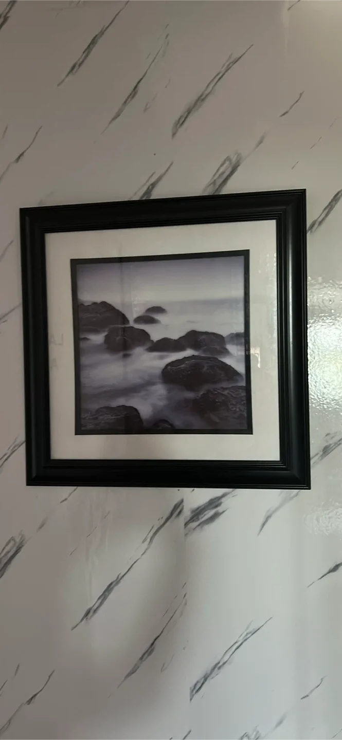 Framed Black and White Seascape Print thumbnail