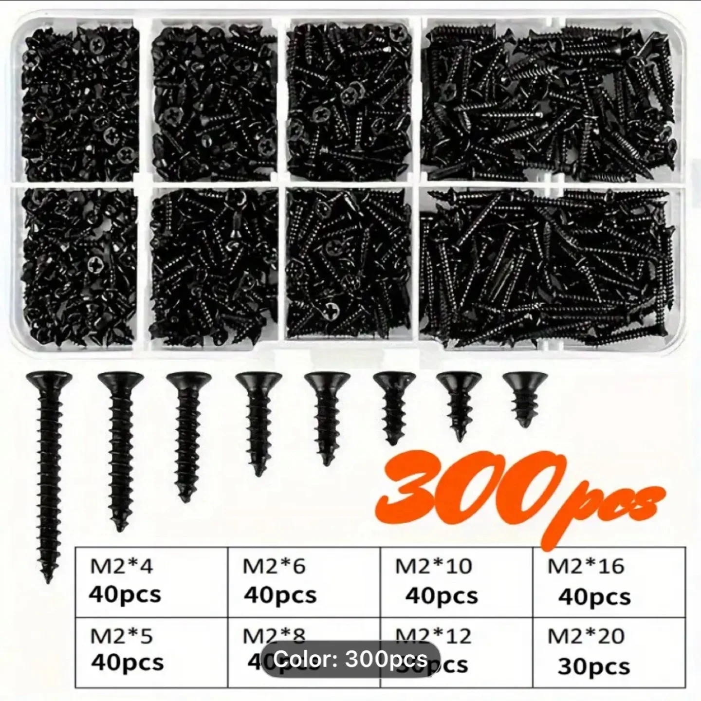 300pcs M2 Self-Tapping Screw Assortment thumbnail