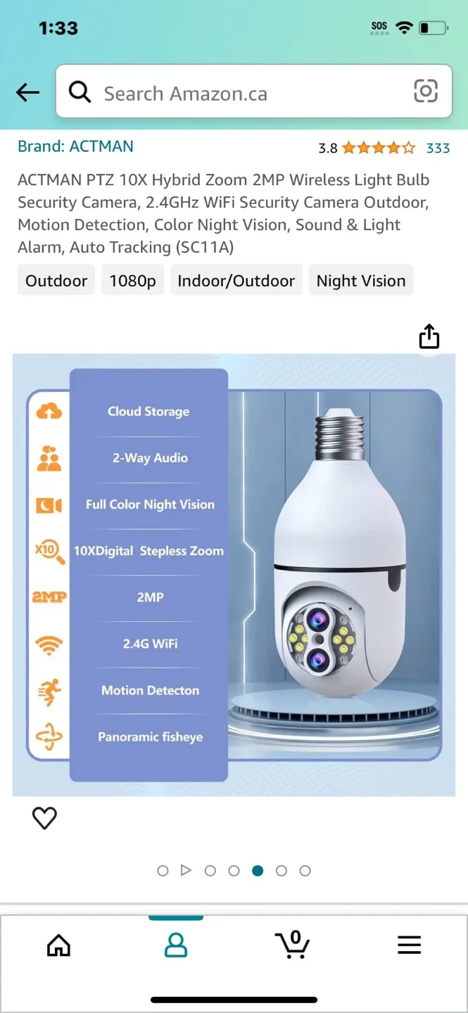 ACTMAN PTZ 10X Hybrid Zoom 2MP Security Camera thumbnail