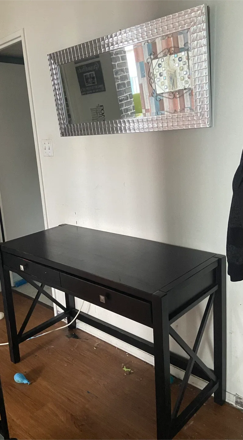 Black Wooden Desk with Drawer image indicator(2)
