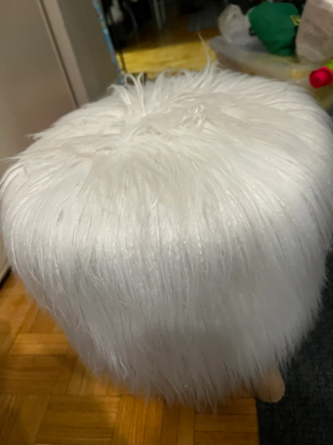 White Faux Fur Stool