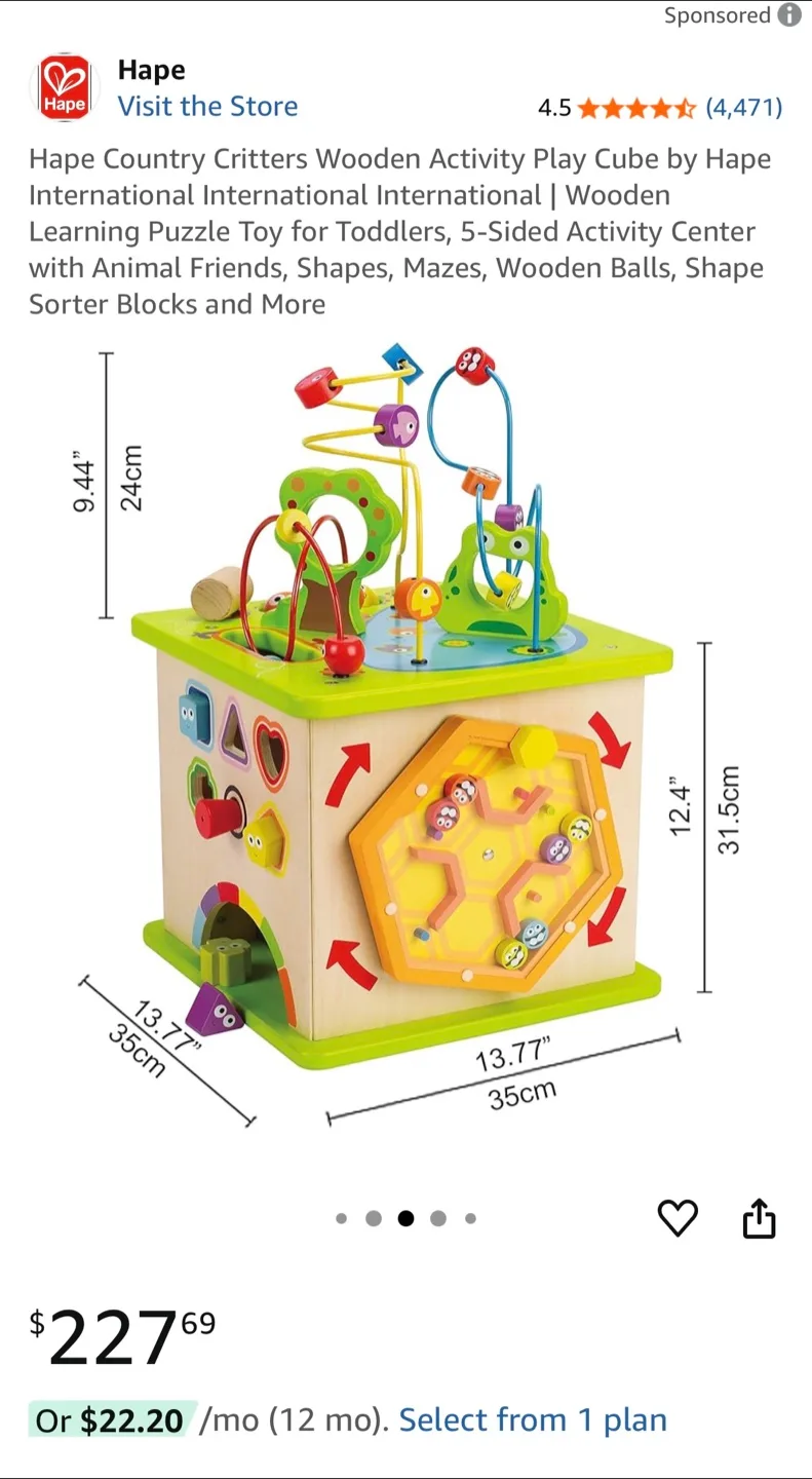 Hape Country Critters Wooden Activity Play Cube thumbnail