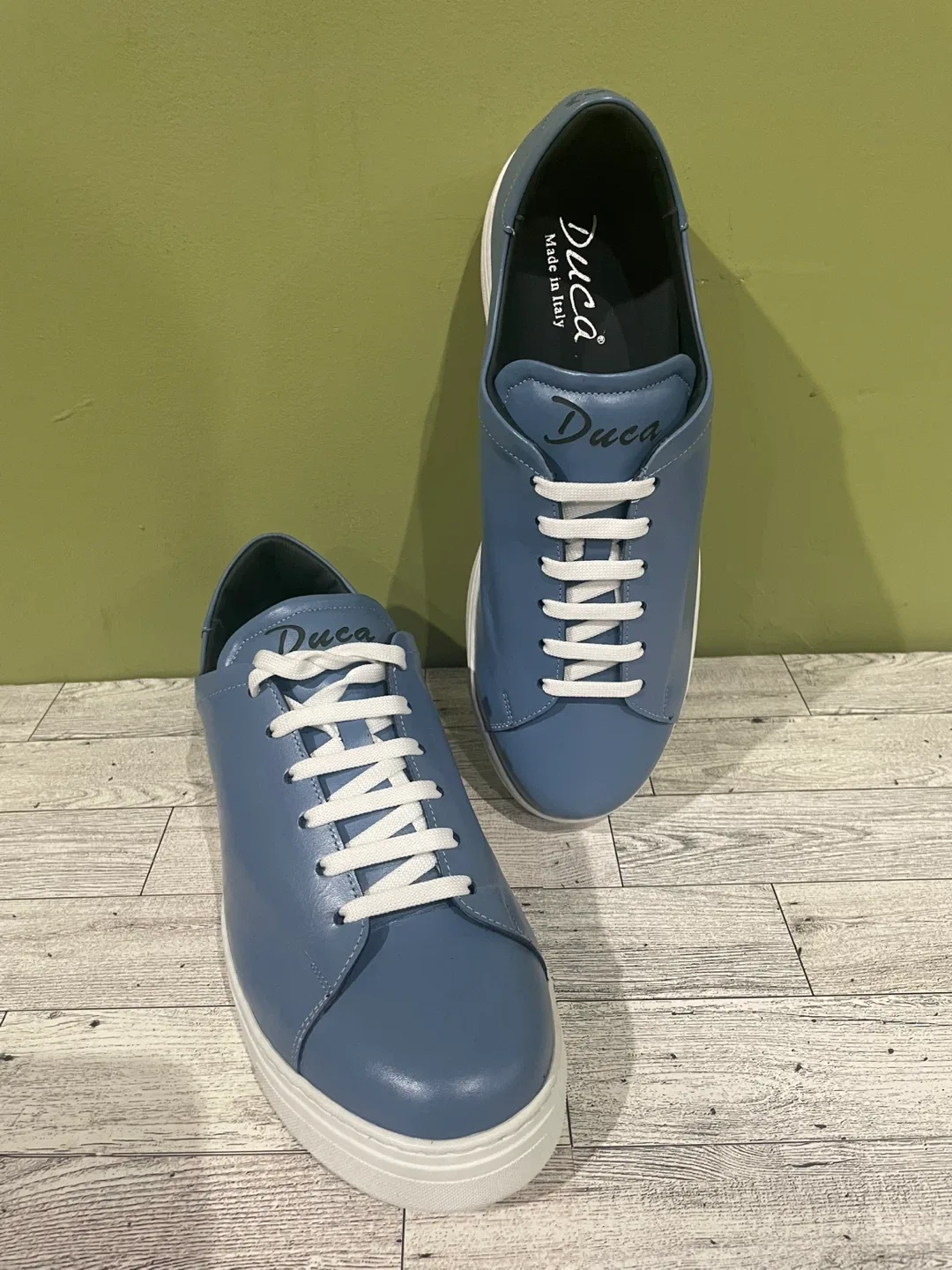 Duca Made in Italy Blue Leather Sneakers thumbnail