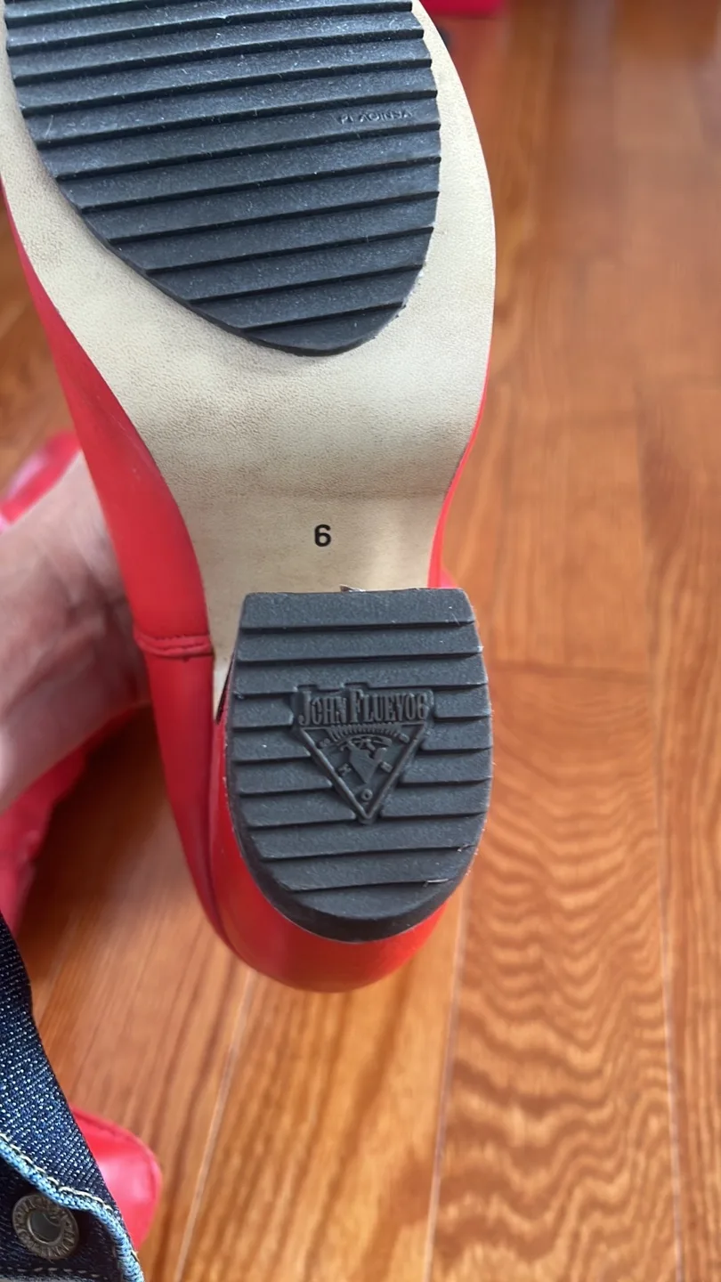 NEW John Fluevog Red Leather Boots Size 6 image indicator(3)