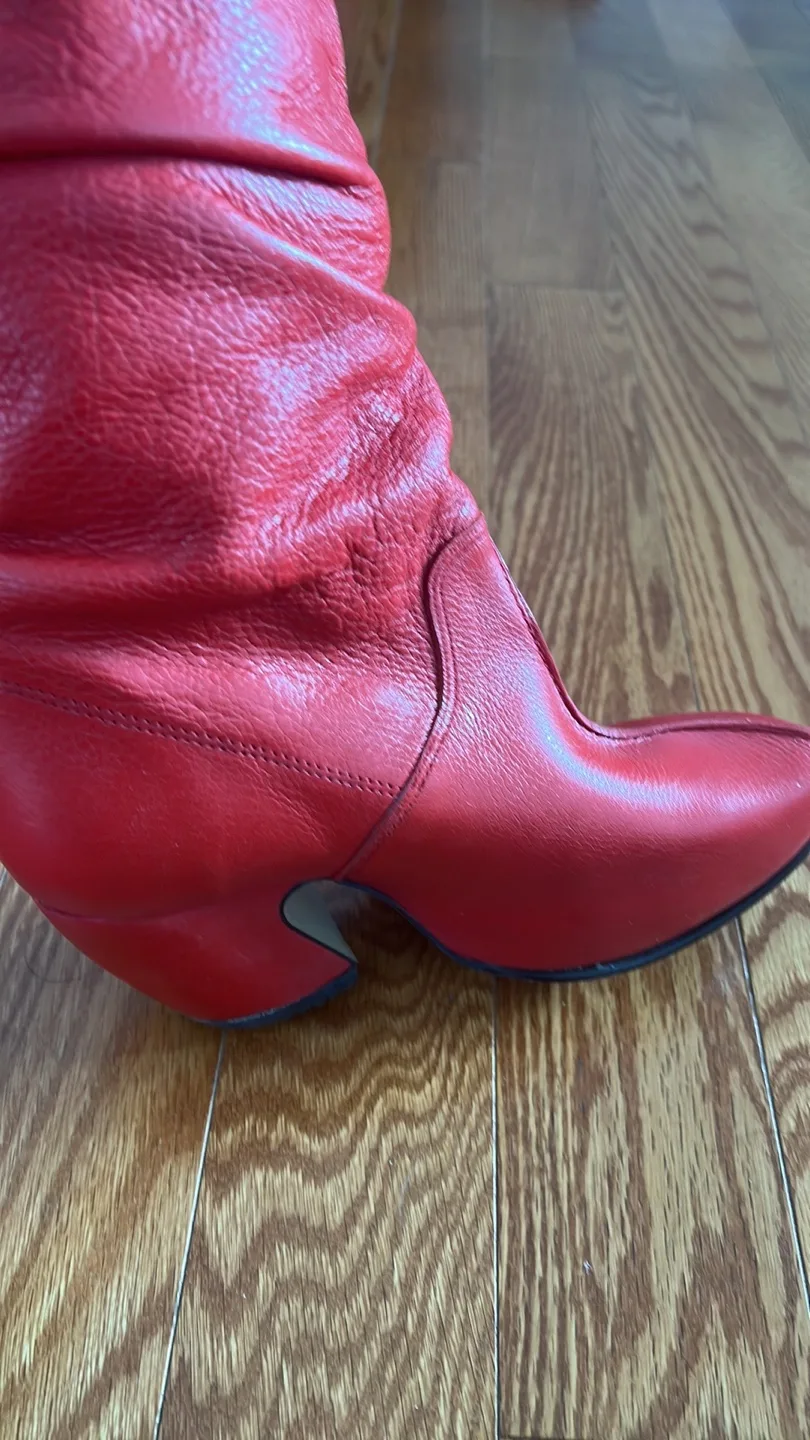 NEW John Fluevog Red Leather Boots Size 6 image indicator(6)