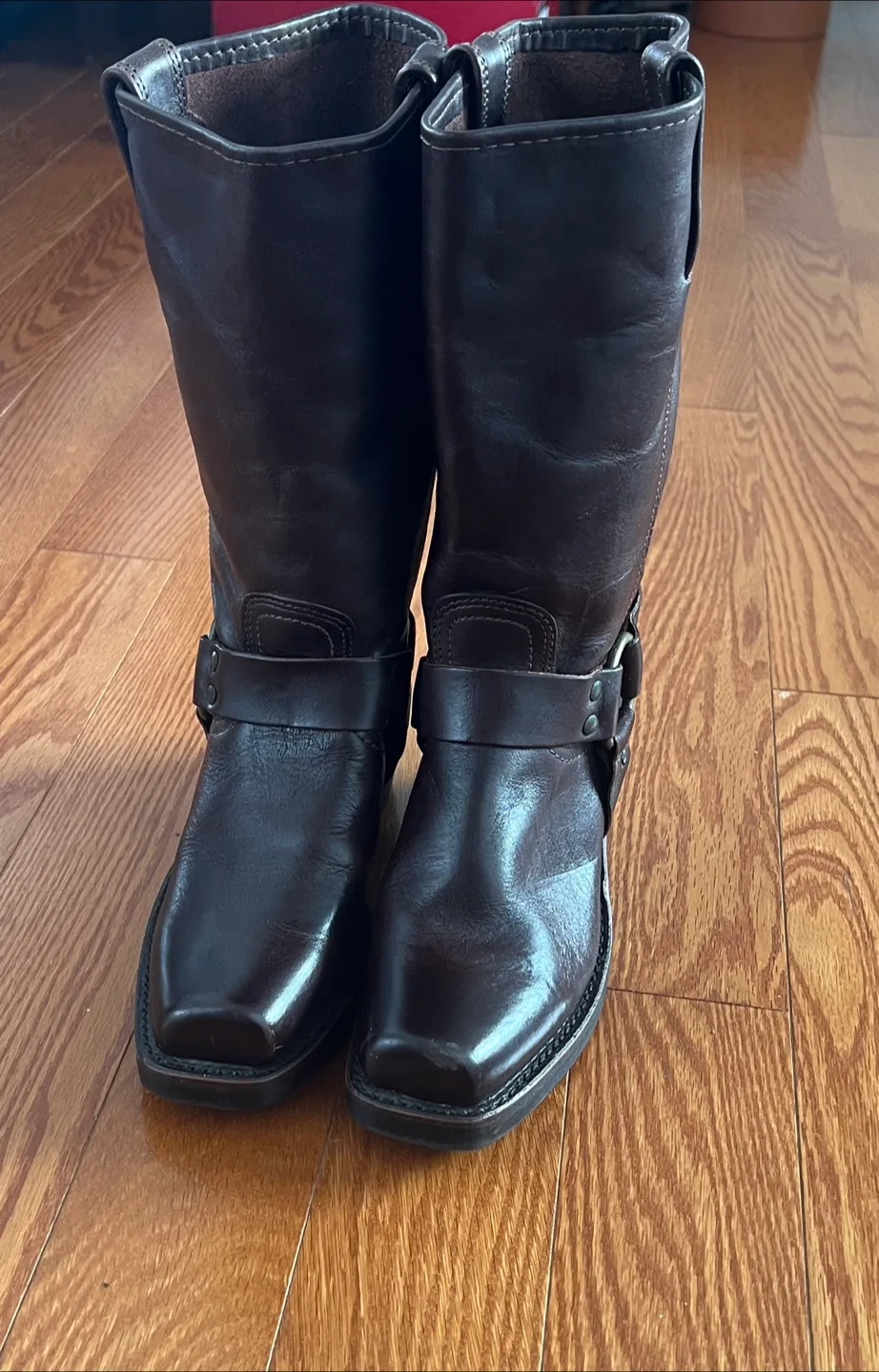 NEW Frye Dark Brown Leather Harness Boots thumbnail