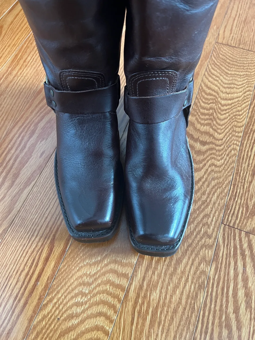 NEW Frye Dark Brown Leather Harness Boots image indicator(8)