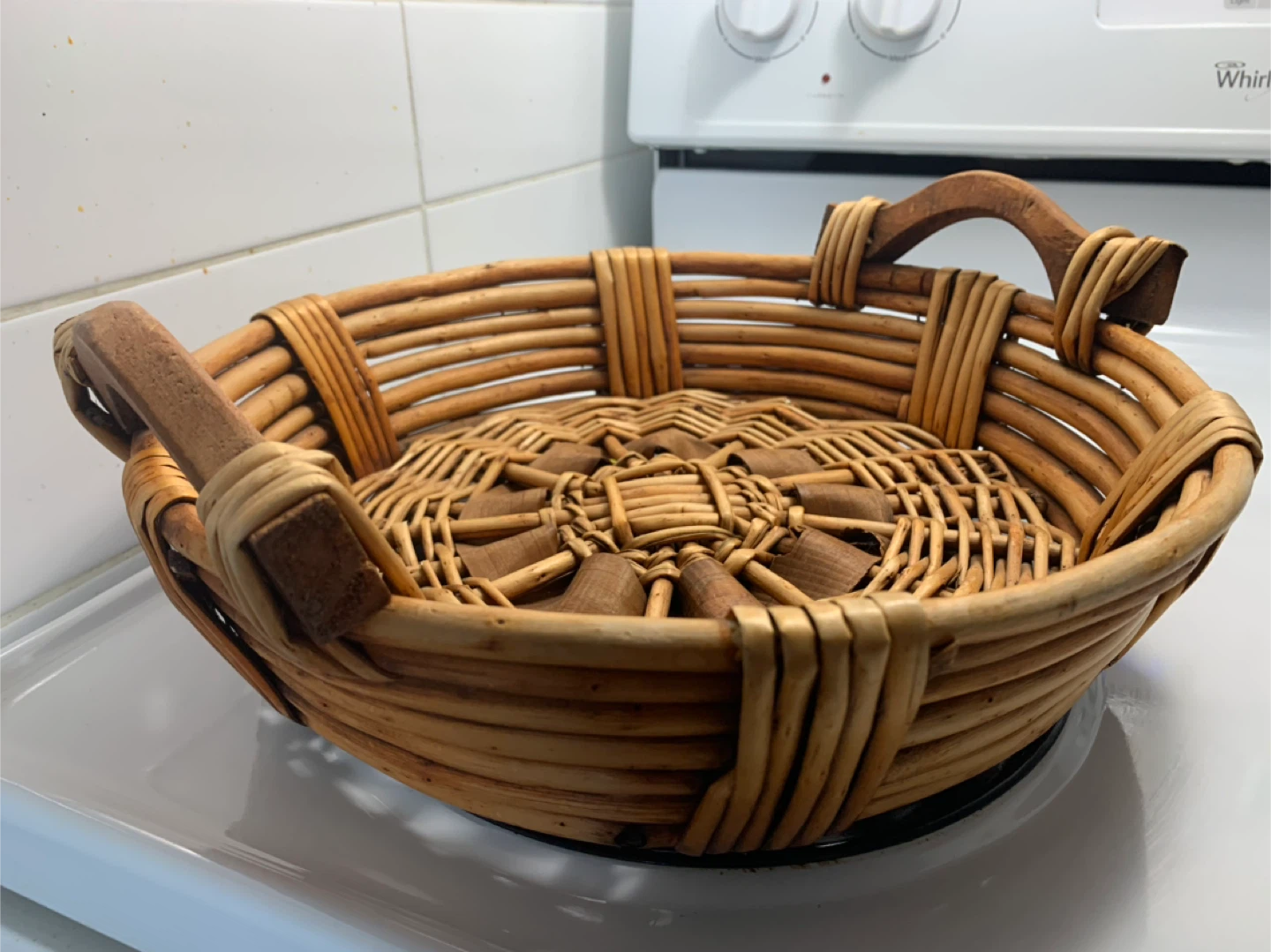 Wicker Basket with Wooden Handles