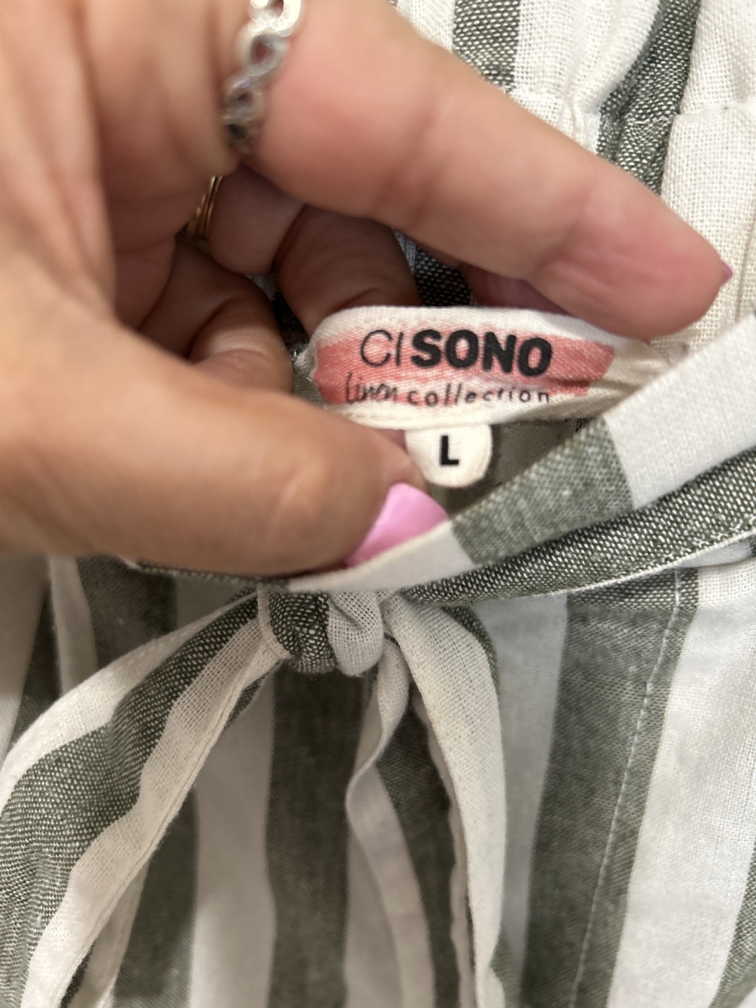 Cisono Linen Collection Striped Pants - Size L - photo 4