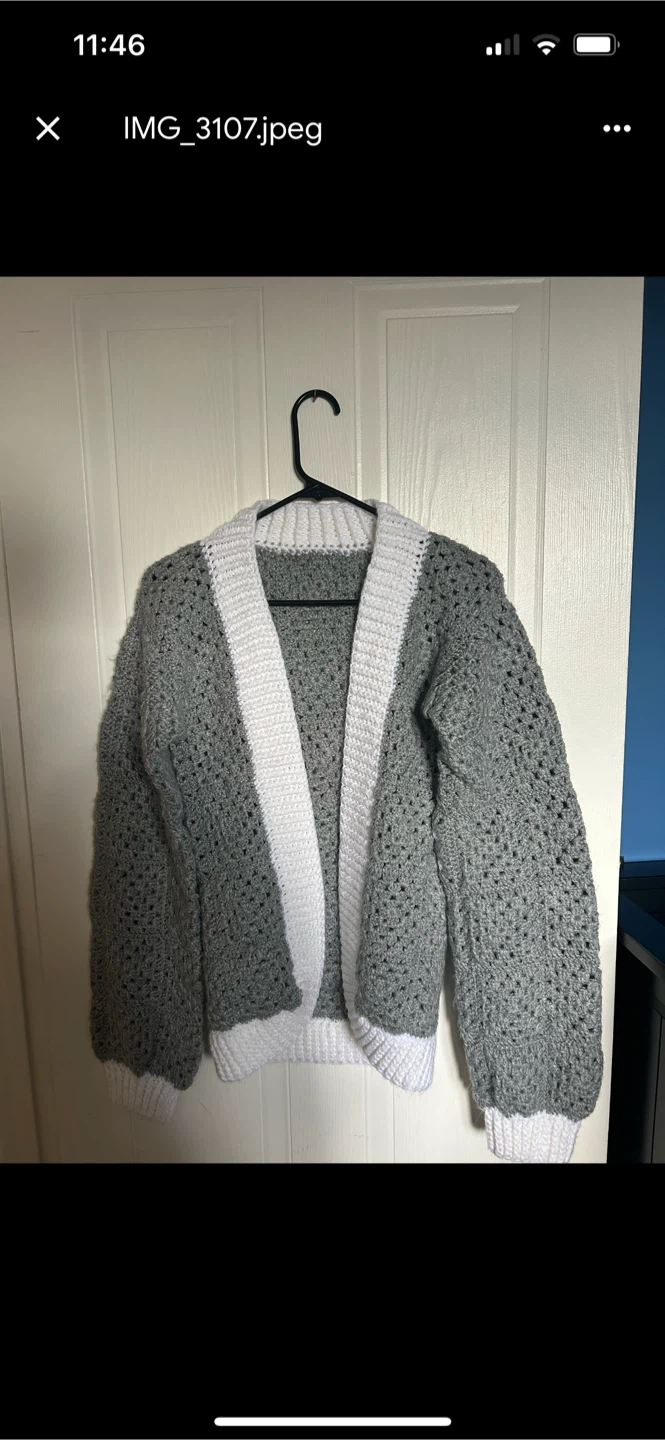 Handmade Grey crochet Cardigan