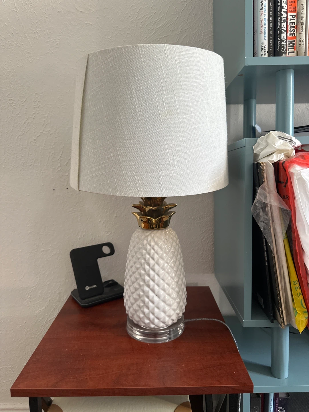 Pineapple Table Lamp with White Shade
