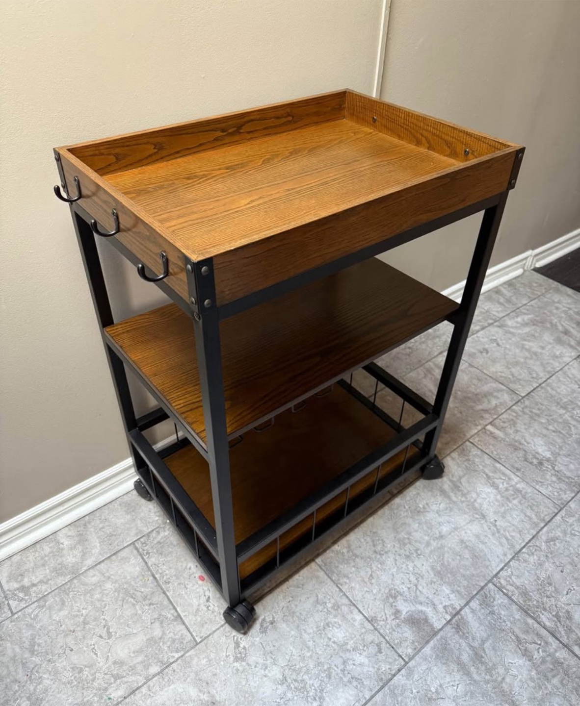 Rolling Bar Cart with Wine Rack - photo 5