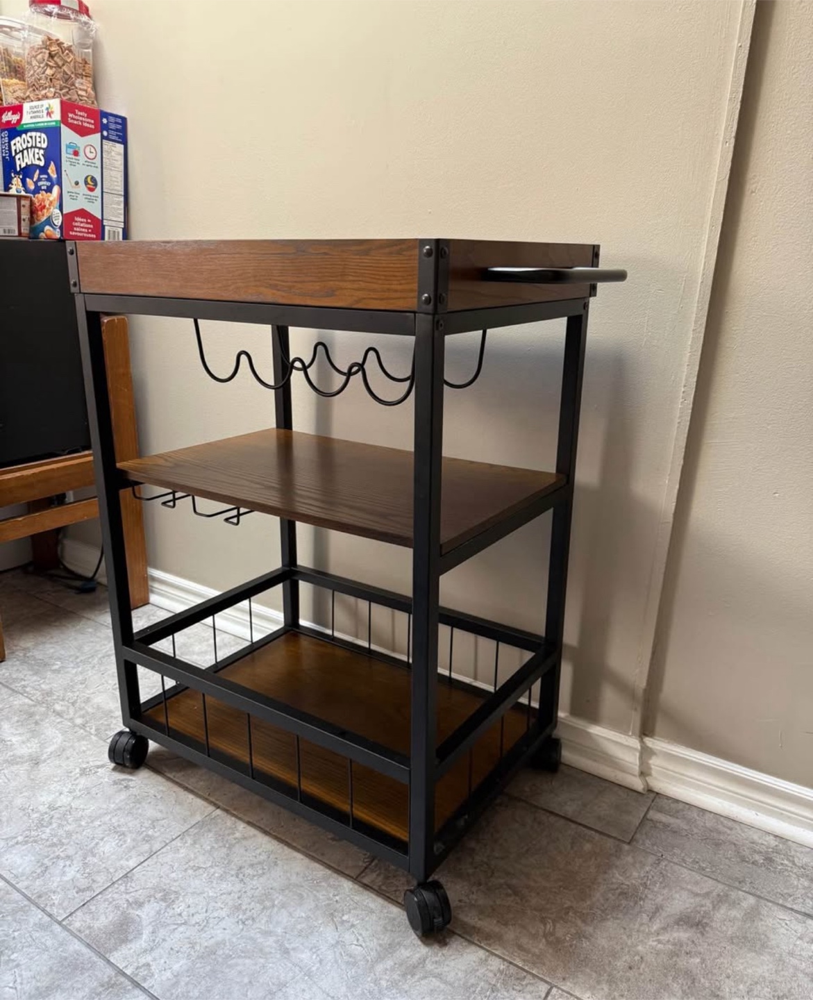Rolling Bar Cart with Wine Rack - photo 3