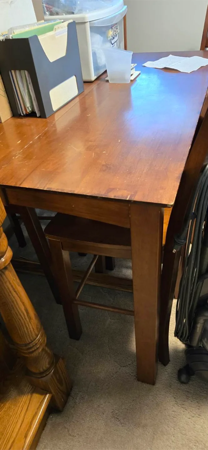 Wood Bar Height Table with 6 Chairs thumbnail