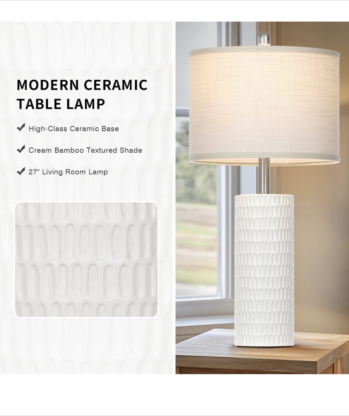 Modern Ceramic Table Lamp - 27" Height - photo 3