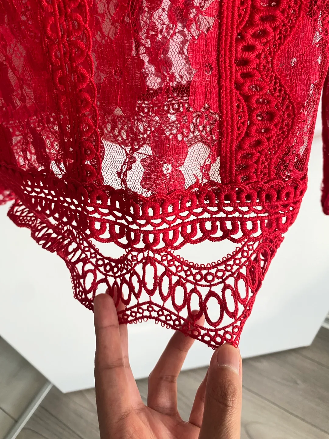 Red Lace Long Sleeve Top image indicator(5)