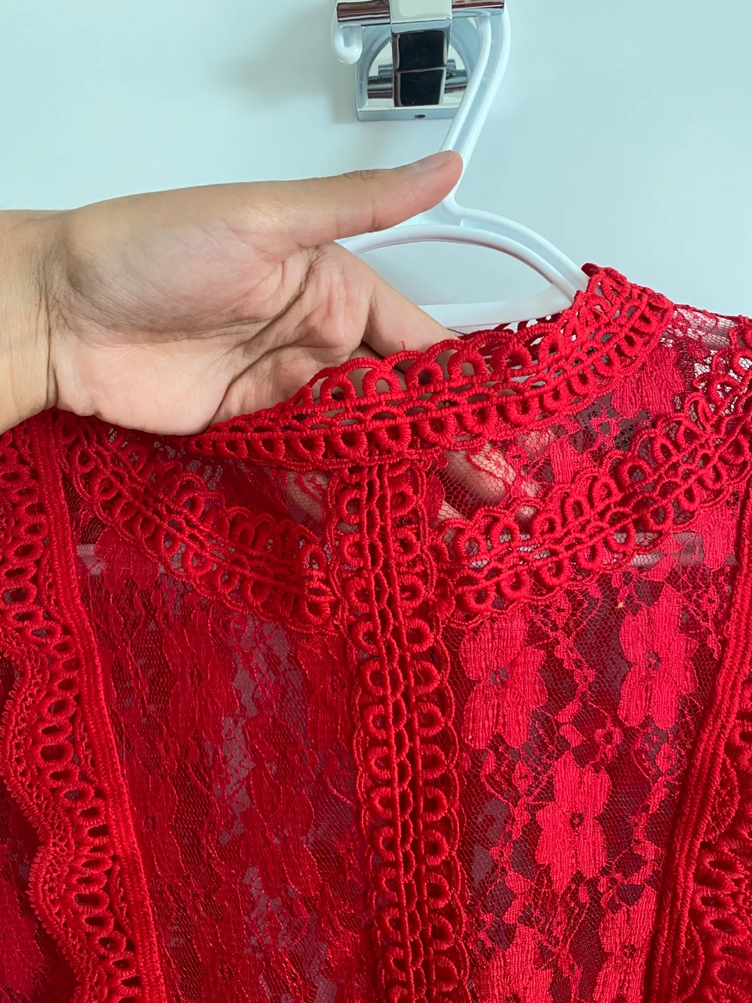 Red Lace Long Sleeve Top image indicator(3)