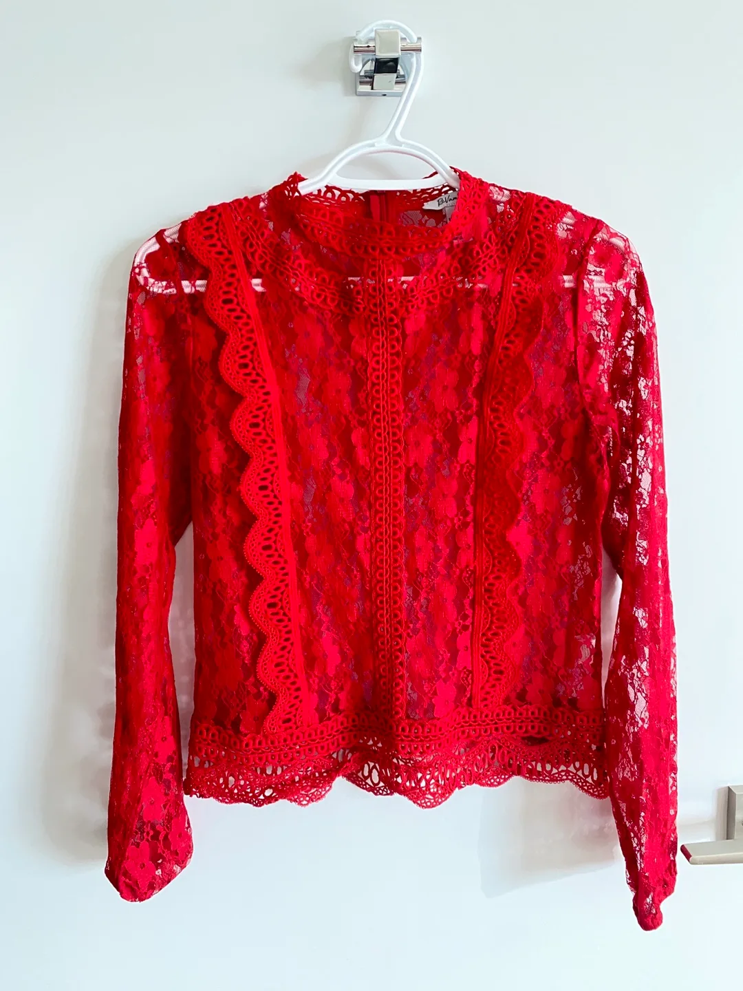 Red Lace Long Sleeve Top thumbnail