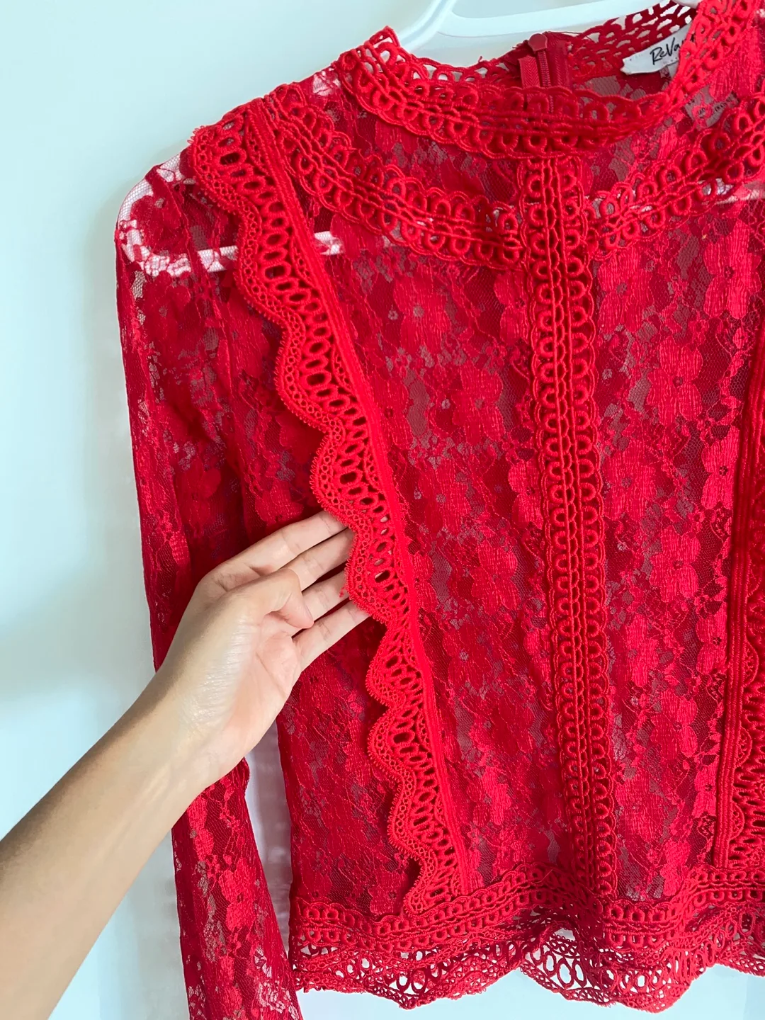 Red Lace Long Sleeve Top image indicator(4)