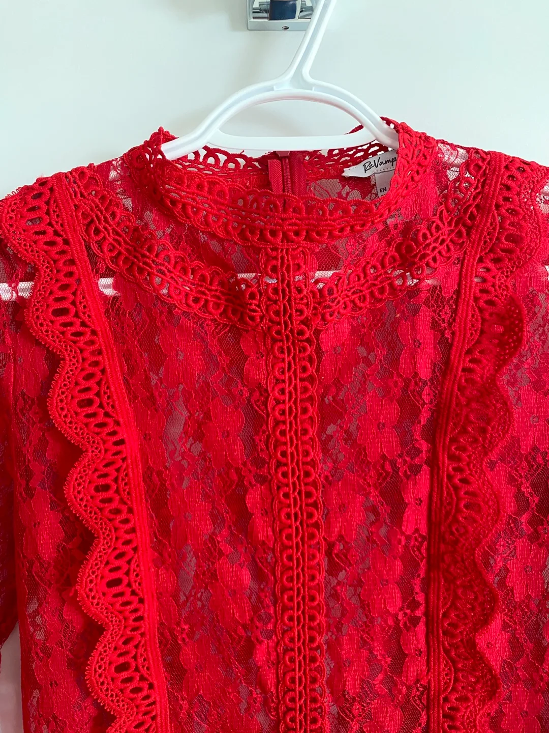 Red Lace Long Sleeve Top image indicator(6)