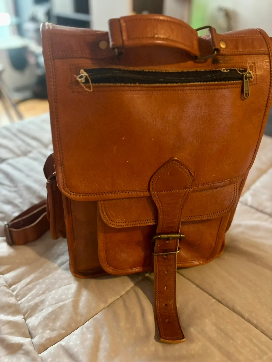 Genuine Leather Retro 16” Laptop Backpack image indicator(2)