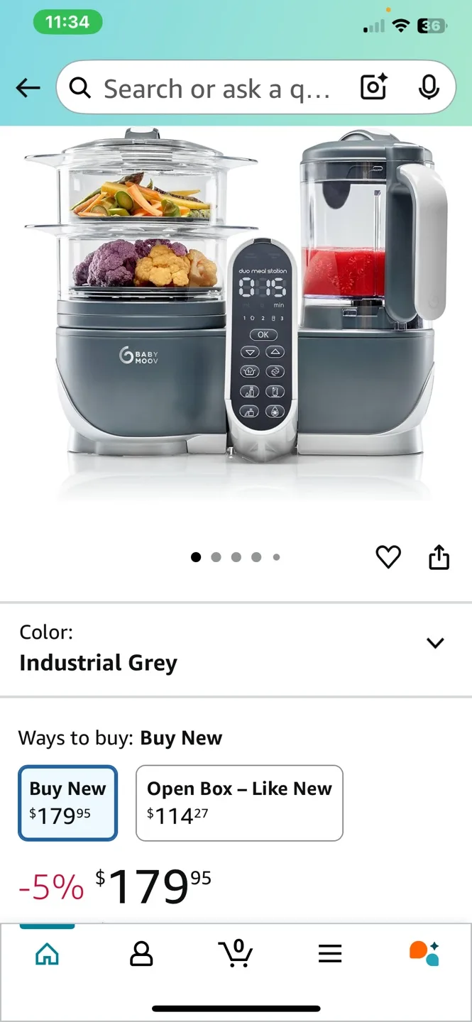 BABY MOOV Duo Meal Station - Industrial Grey thumbnail