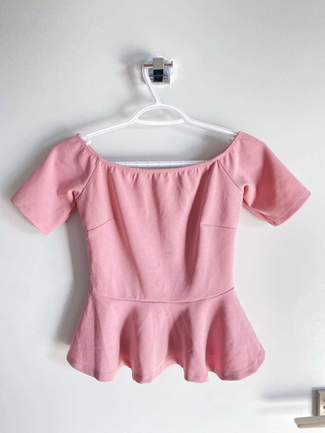 Pink Off-the-Shoulder Peplum Top