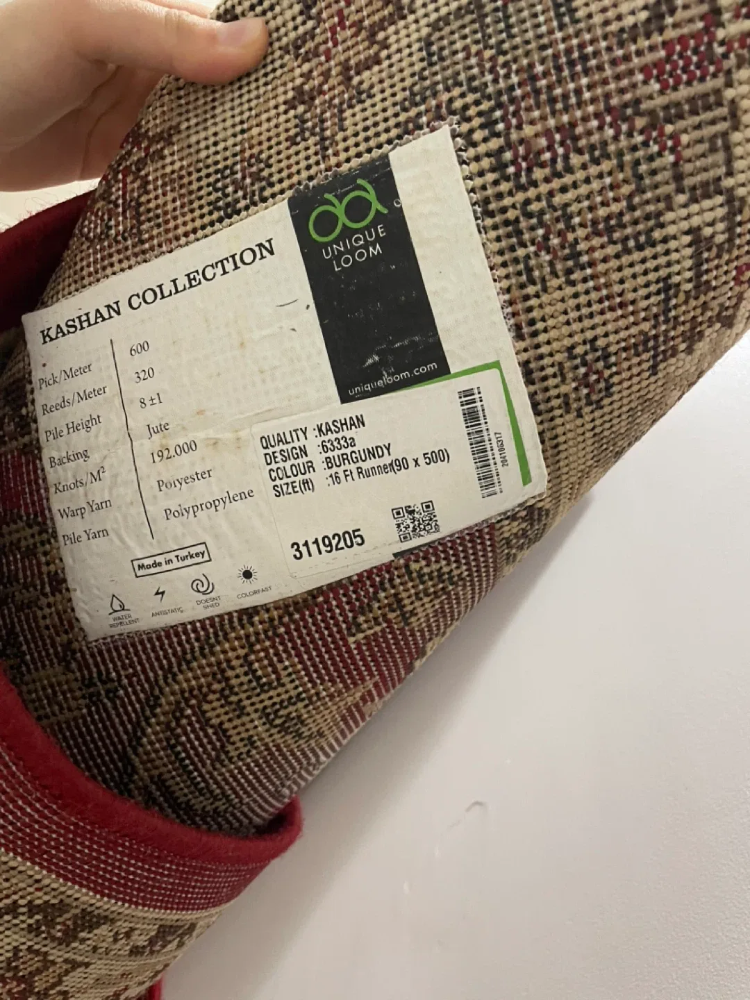 Unique Loom Kashan Burgundy 16 ft Runner Carpet image indicator(2)