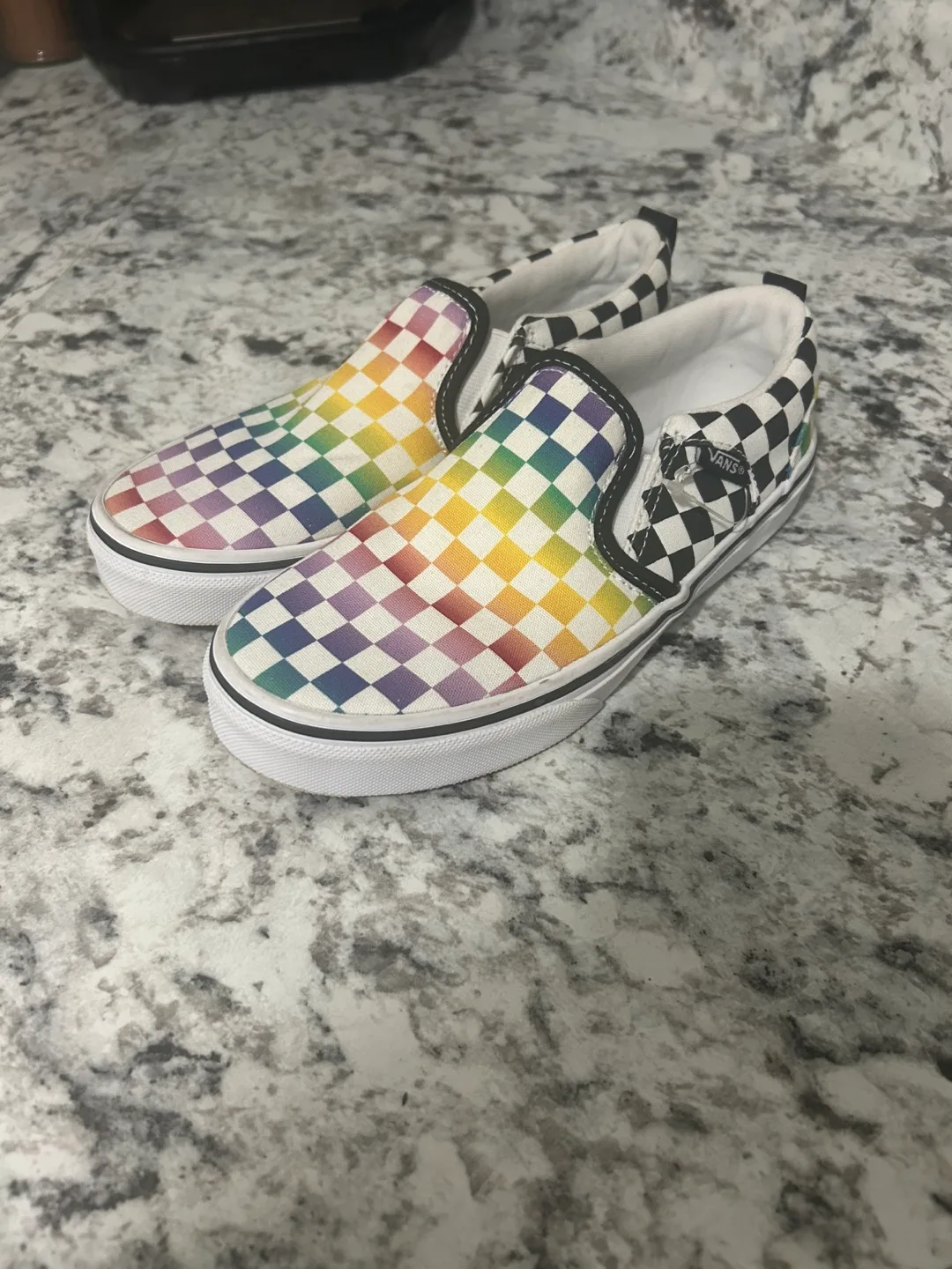 Girls Vans Rainbow Checkerboard Slip-Ons thumbnail