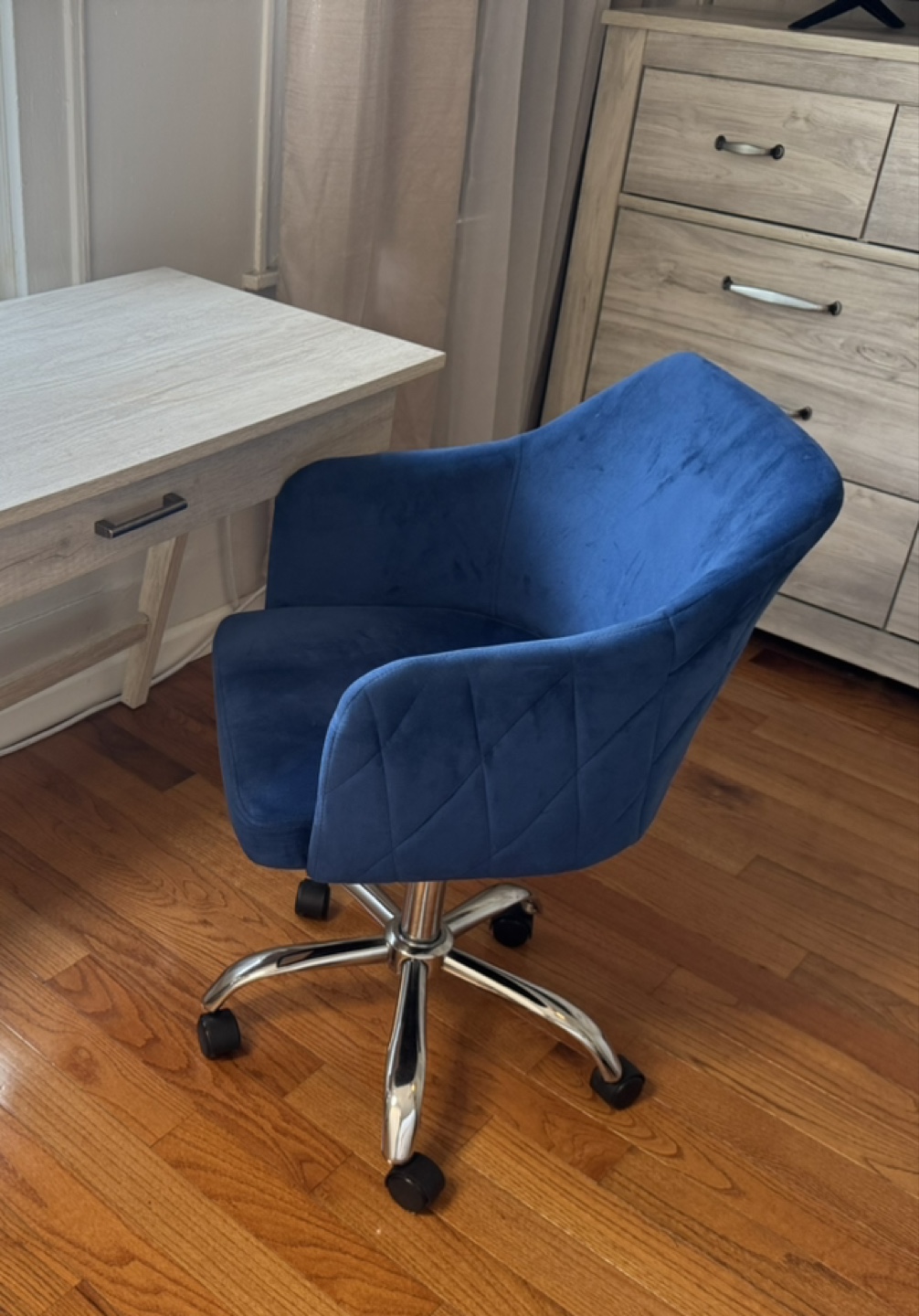 Blue Velvet Swivel Desk Chair - photo 2