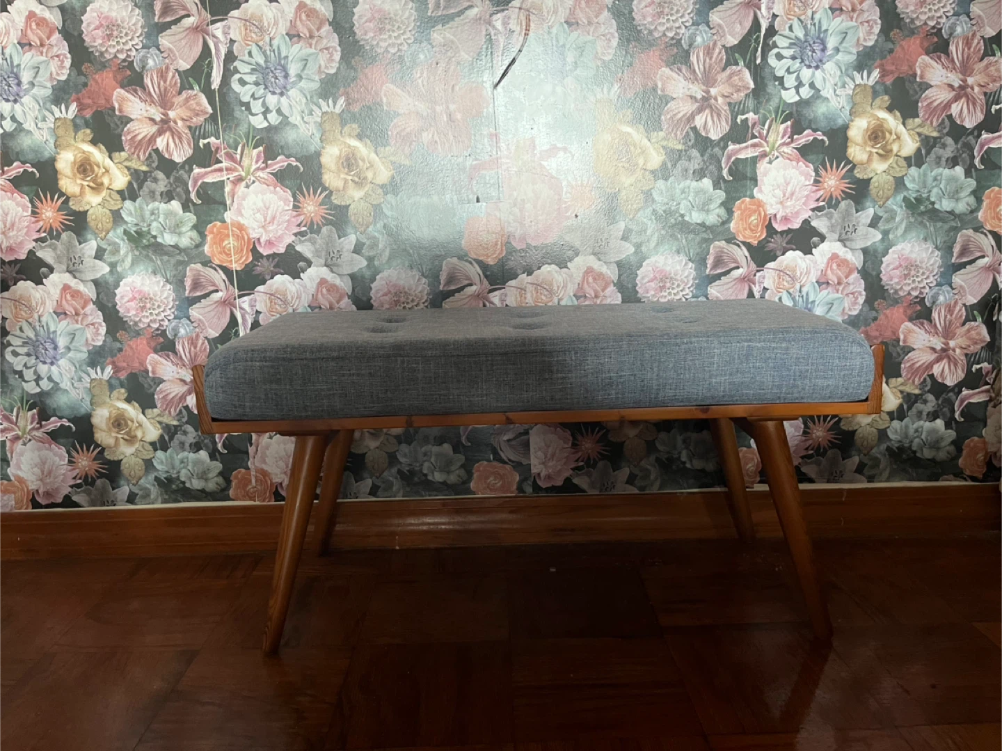 Modern Bench with blue seat cushion - photo 2