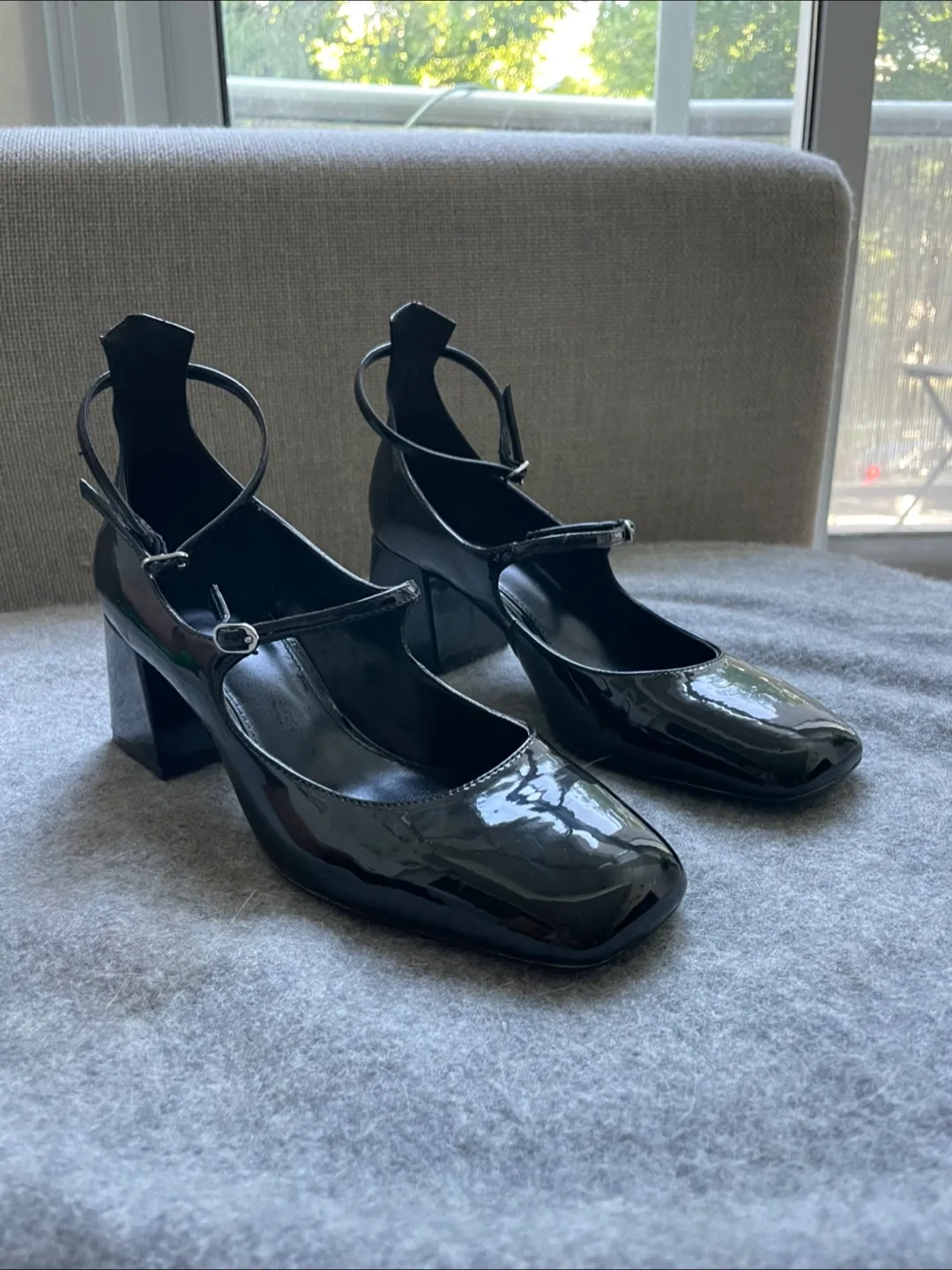 Mango Black Patent Heels - Size 38