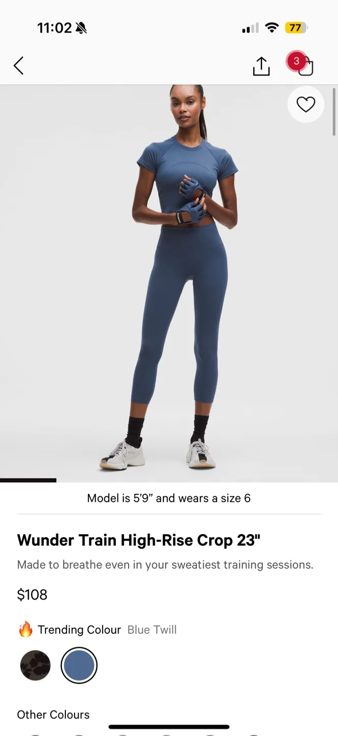 Lululemon Wunder Train High-Rise Crop 23" Size 2 image indicator(3)