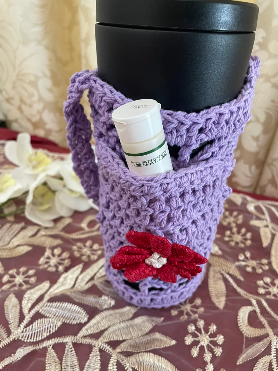 Handmade Crocheted Cup Cozy - Purple image indicator(2)