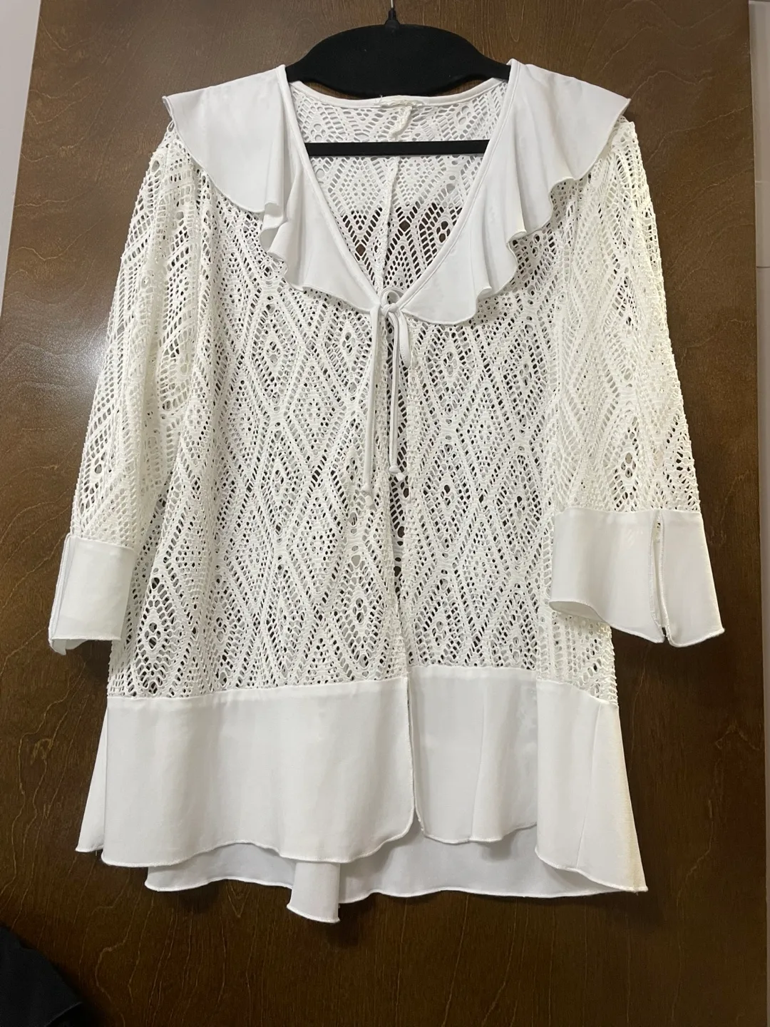 Elegance Lavello White Crochet Style  Cover Up thumbnail
