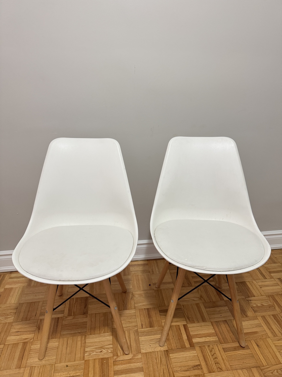 White Eames Style Dining Chairs - Set of 2